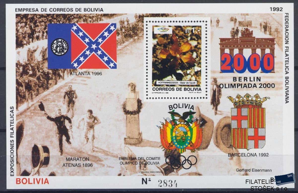 Bolivie známky Mi Blok 200 - OH 1992