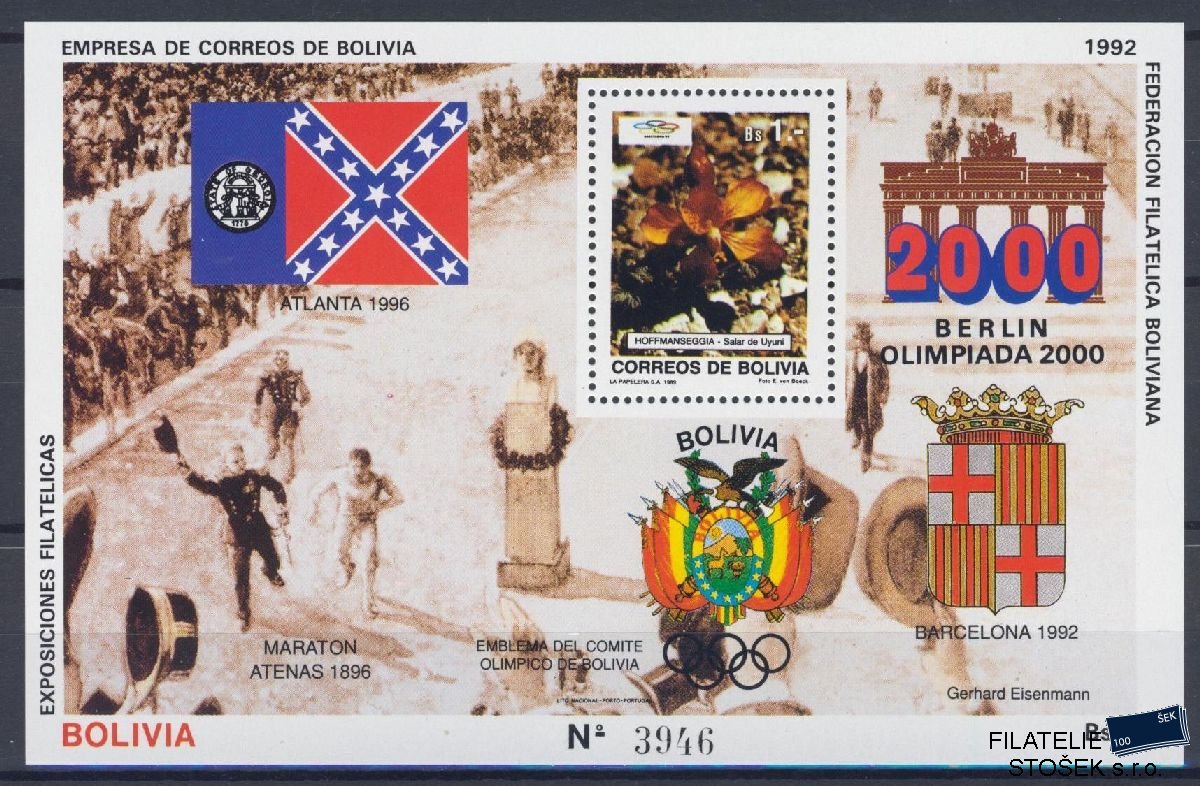 Bolivie známky Mi Blok 200 - OH 1992