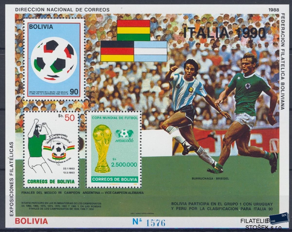 Bolivie známky Mi Blok 177 - Fotbal