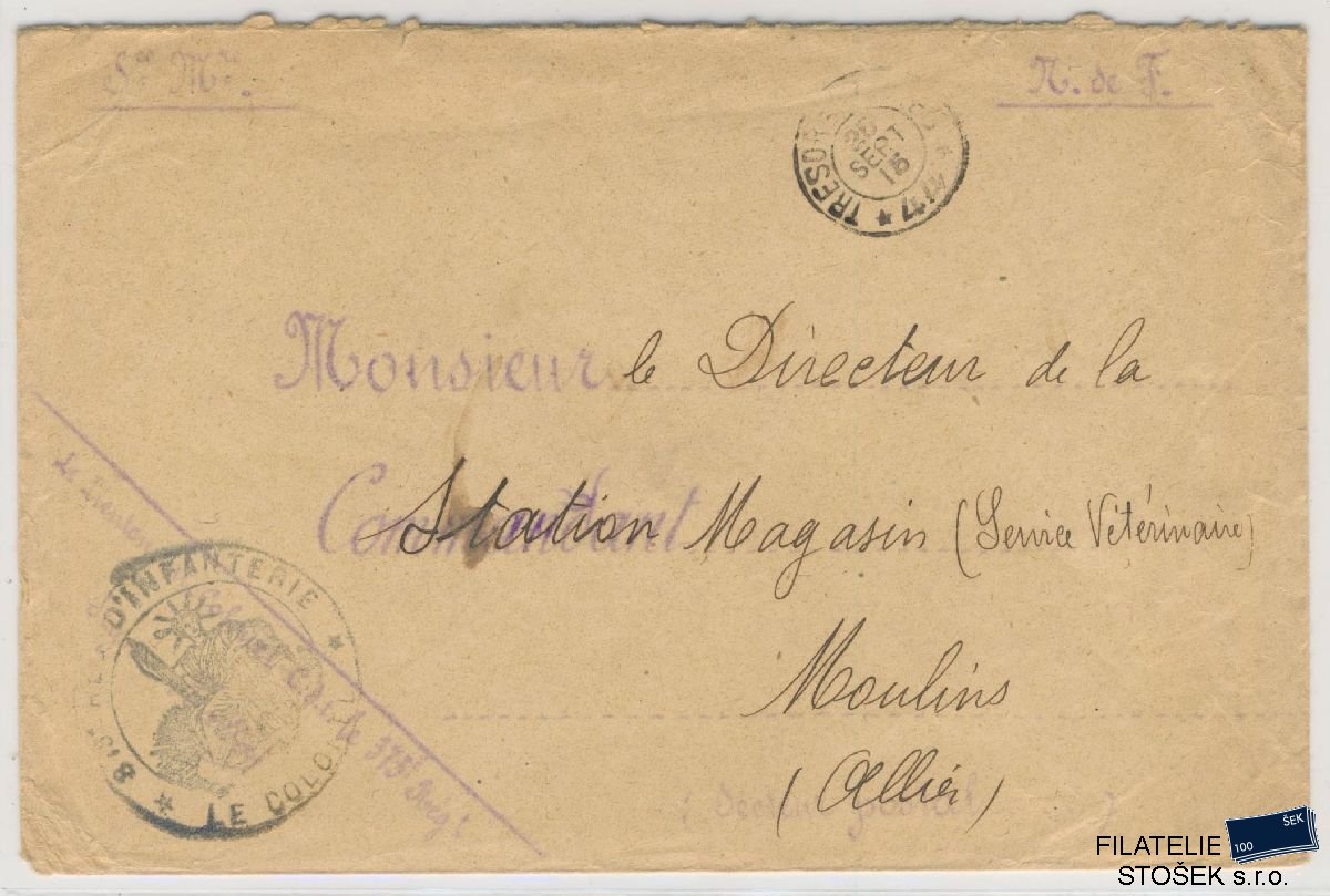 Francie celistvost - Polní pošta - 1915 - Tresor - Moulins