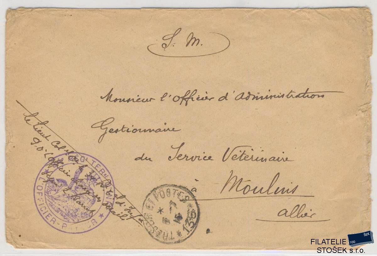 Francie celistvost - Polní pošta - 1915 - Tresor 136 - Moulis