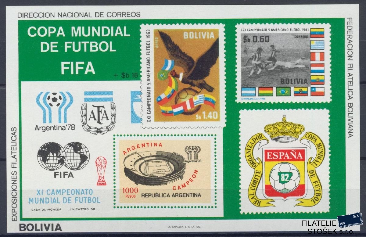 Bolivie známky Mi Blok 96 - Fotbal