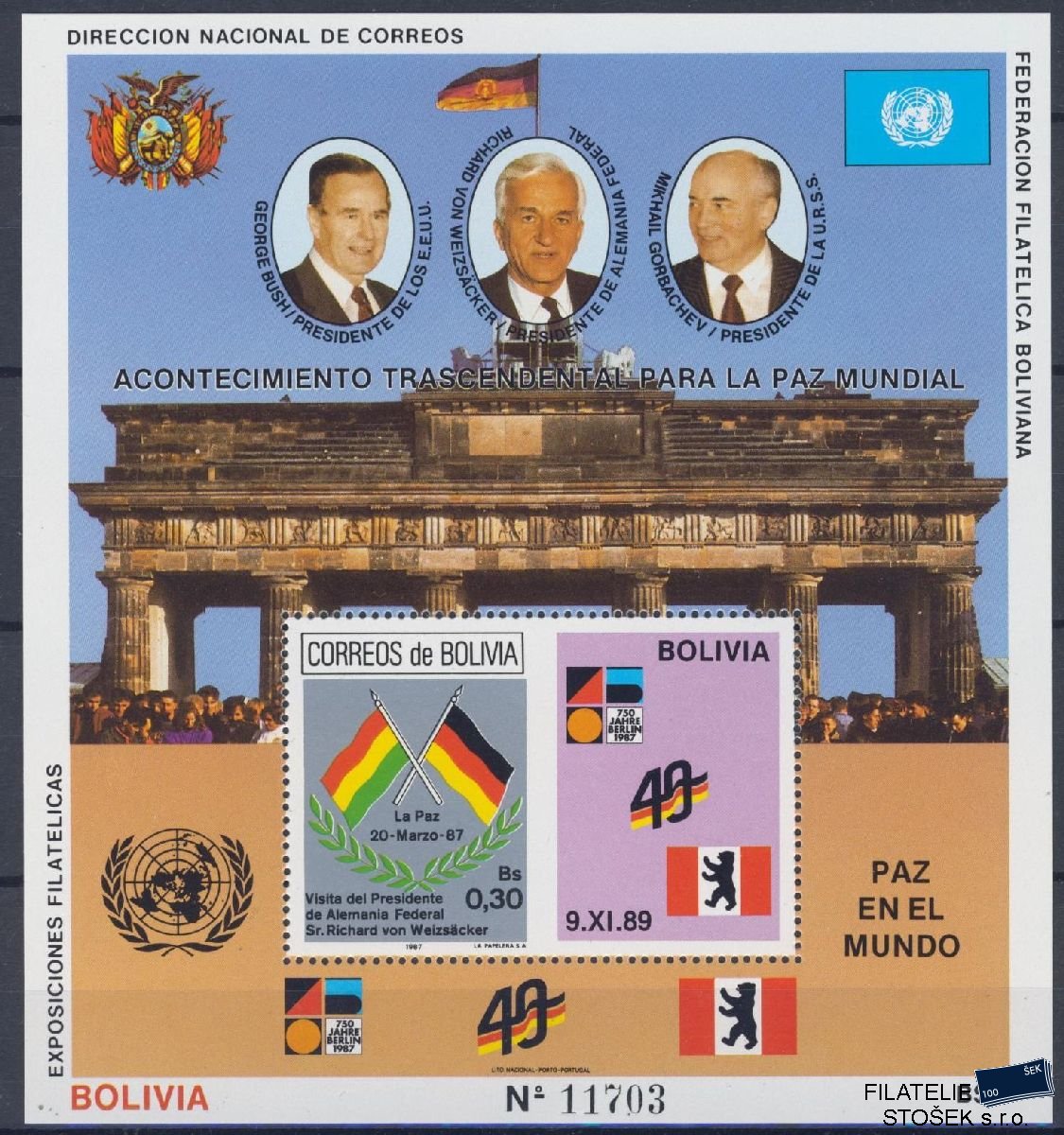 Bolivie známky Mi Blok 184