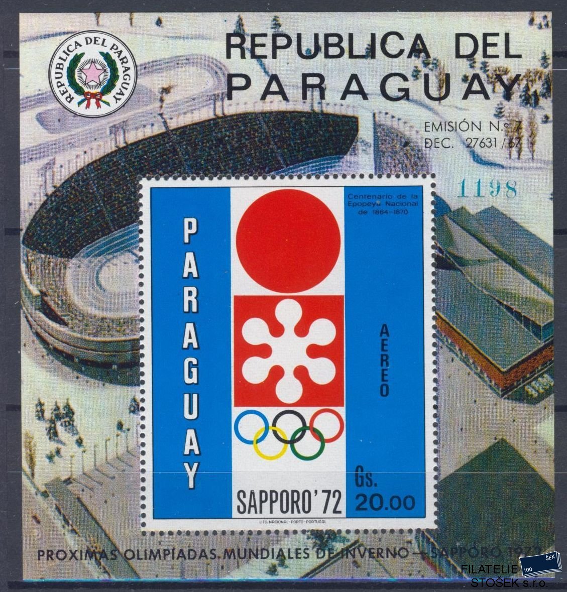 Paraguay známky Mi Blok 178 - OH 1972