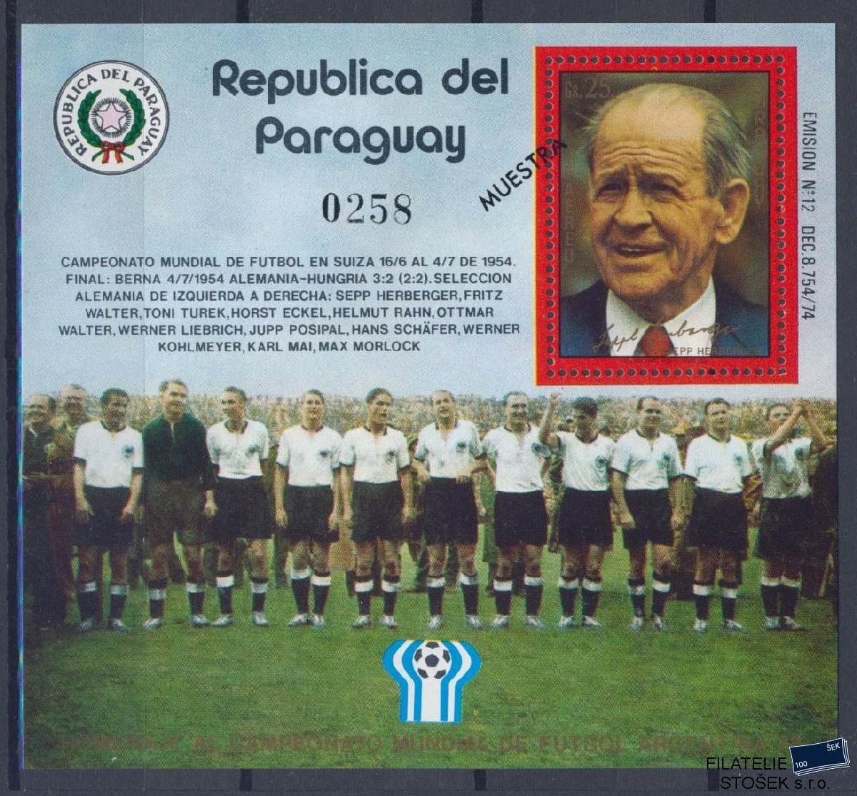 Paraguay známky Mi Blok 313 - Fotbal