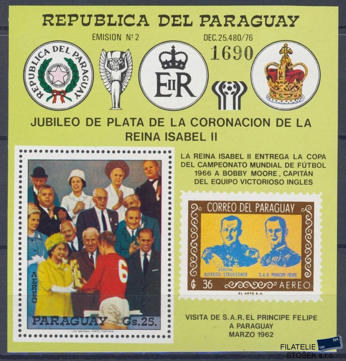 Paraguay známky Mi Blok 321 - Fotbal