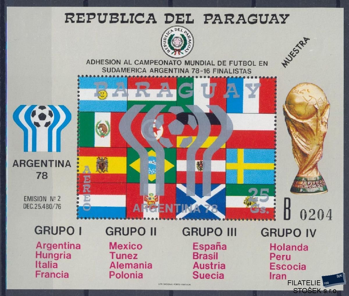 Paraguay známky Mi Blok 320 - Fotbal