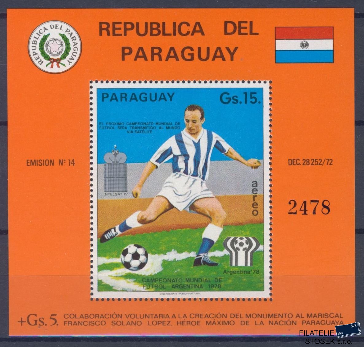 Paraguay známky Mi Blok 225 - Fotbal