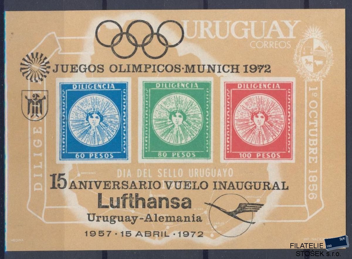 Uruguay známky Mi Blok 15 - OH 1972