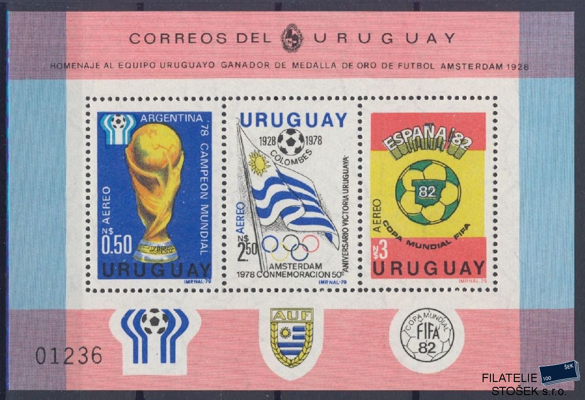 Uruguay známky Mi Blok 44 - OH, Fotbal