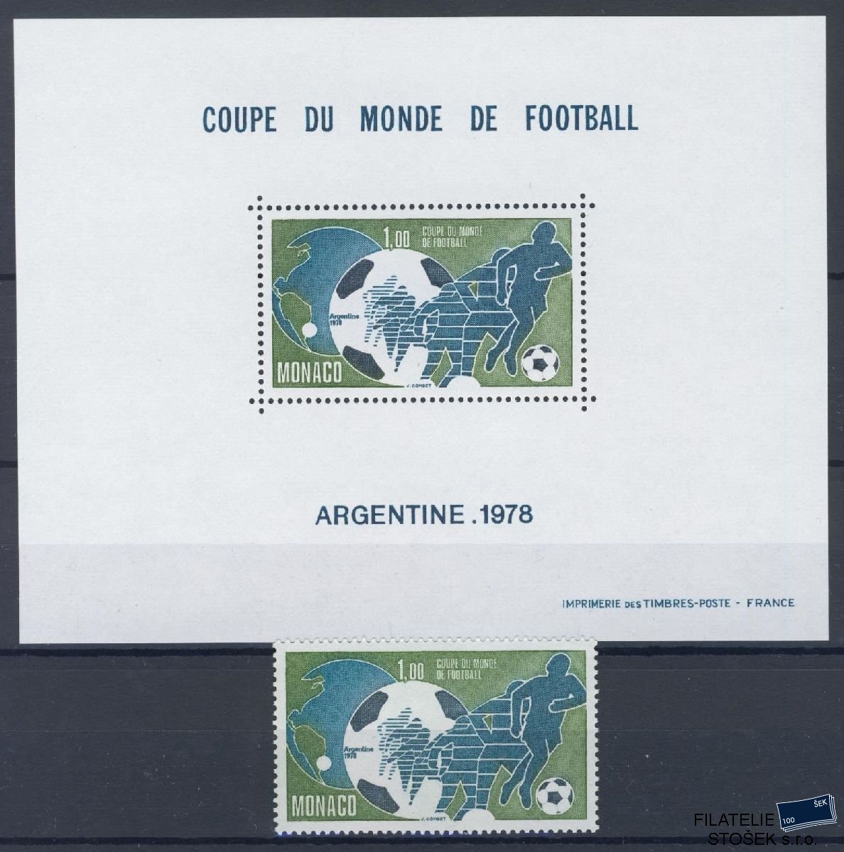 Monako známky Mi 1315 + Ministerský blok - Fotbal