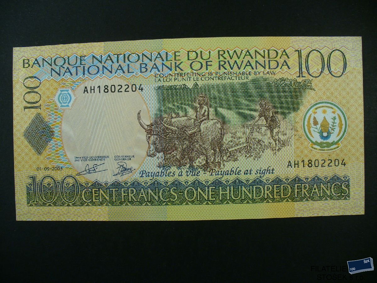 Bankovky - Rwanda - 100 Francs