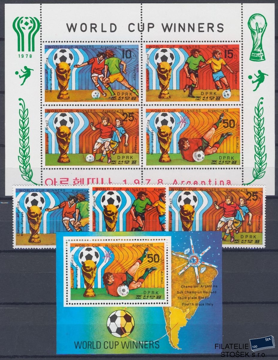 Itálie známky Mi 1777-79 + Bl 52 - Fotbal