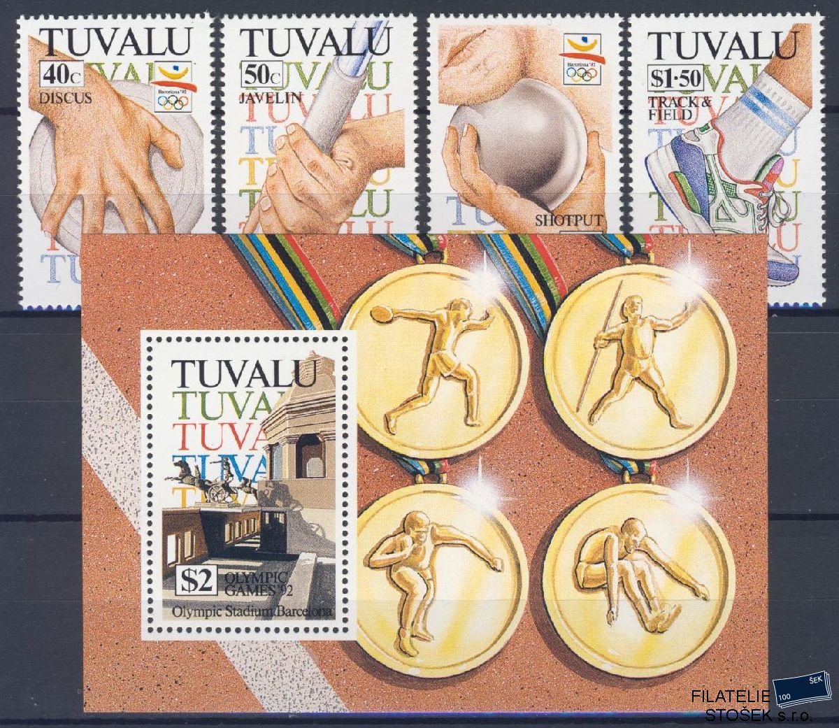 Tuvalu známky Mi 633-36 + Bl 43 - OH 1992