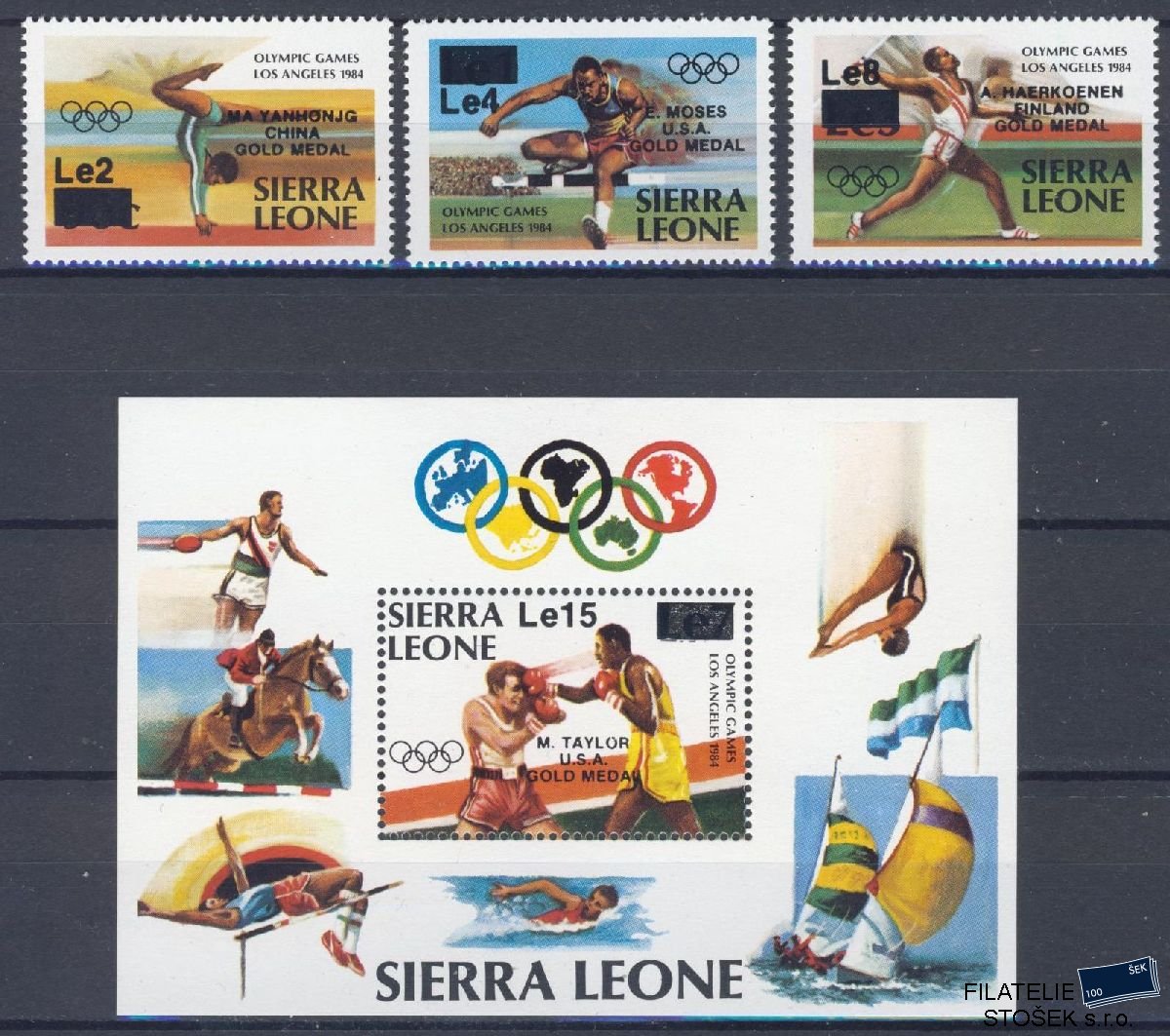 Sierra Leone známky Mi 827-29 + Bl 33 - OH 1984