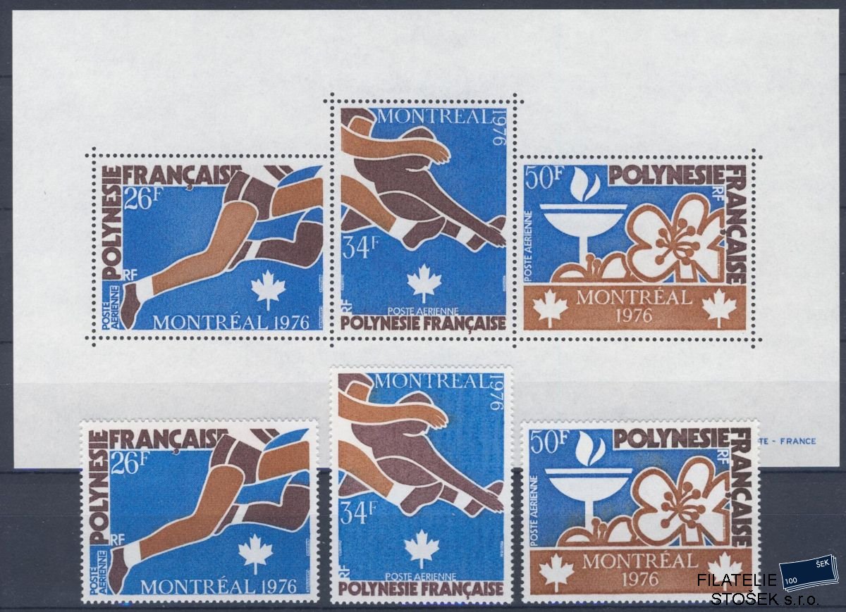 Polynésie známky Mi 0219-21+Bl.3