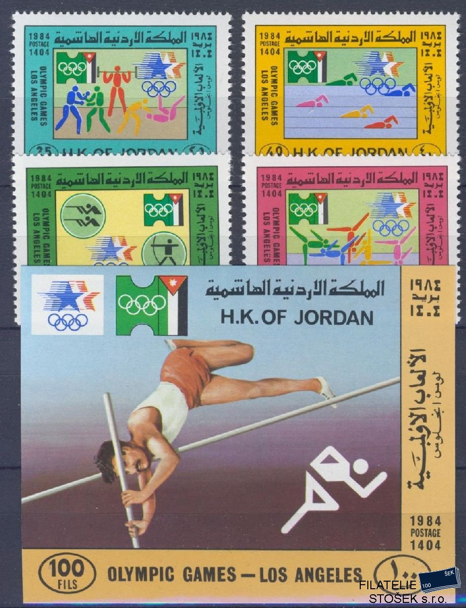 Jordánsko známky Mi 1266-69 + Bl 48 - OH 1984