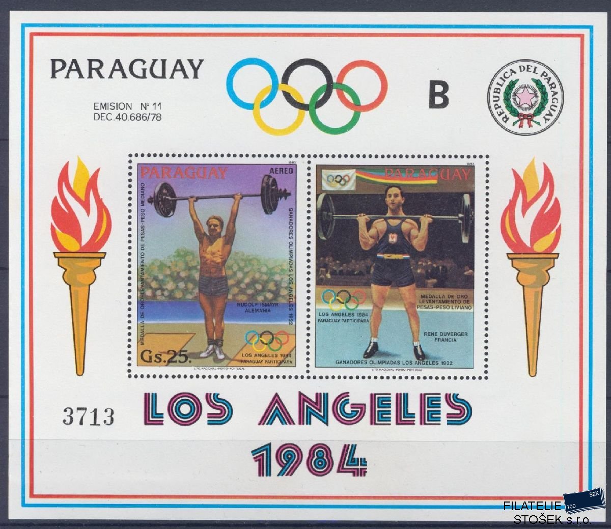 Paraguay známky Mi Blok 388 - OH 1984