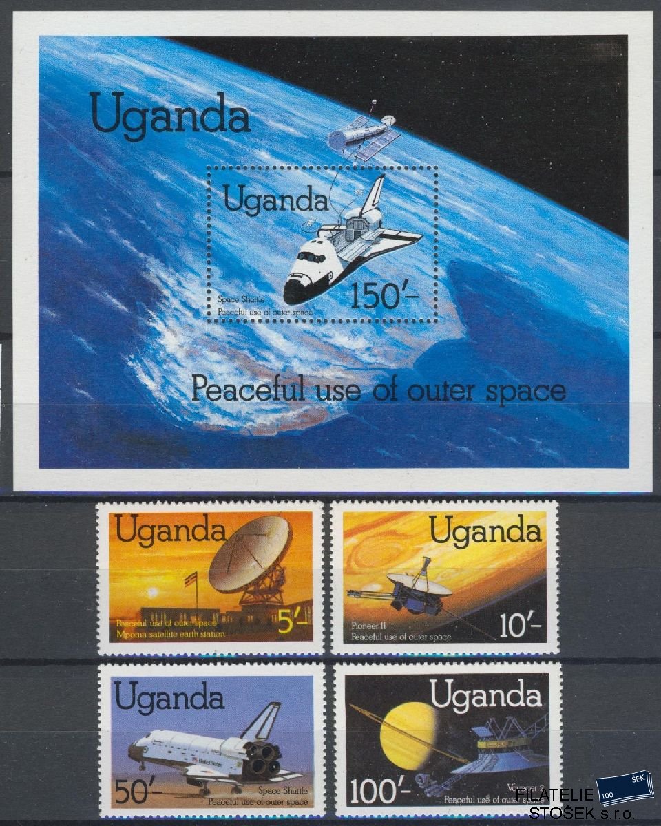 Uganda známky Mi 324-27 + Bl 33 - Kosmos