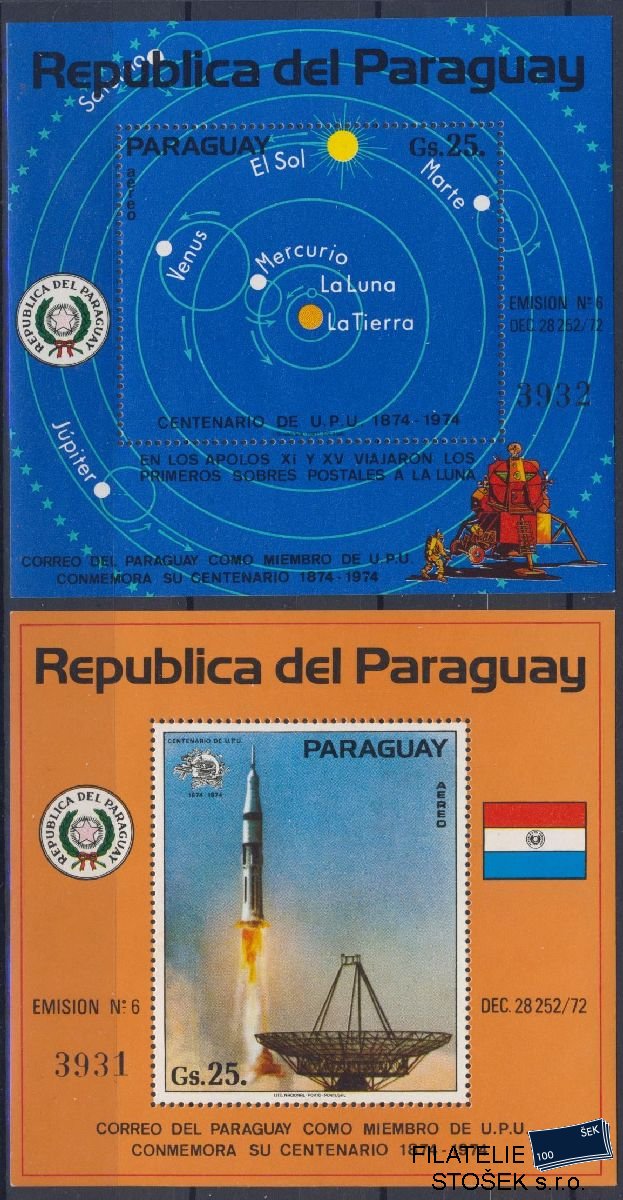 Paraguay známky Mi Bl 219-20 - Kosmos