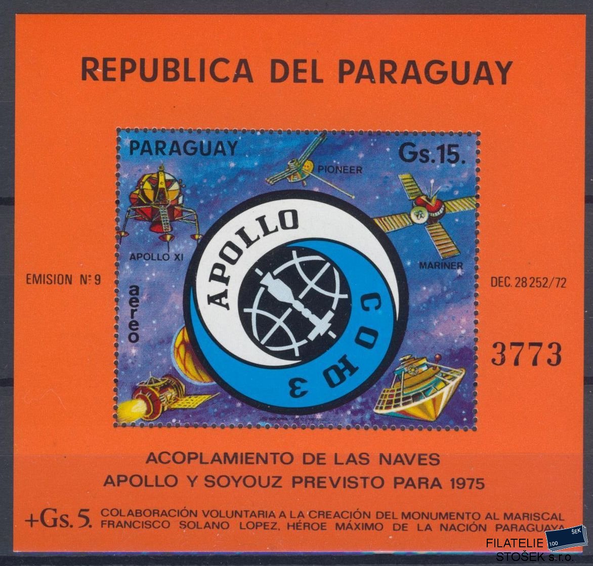 Paraguay známky Mi Bl 236 - Kosmos