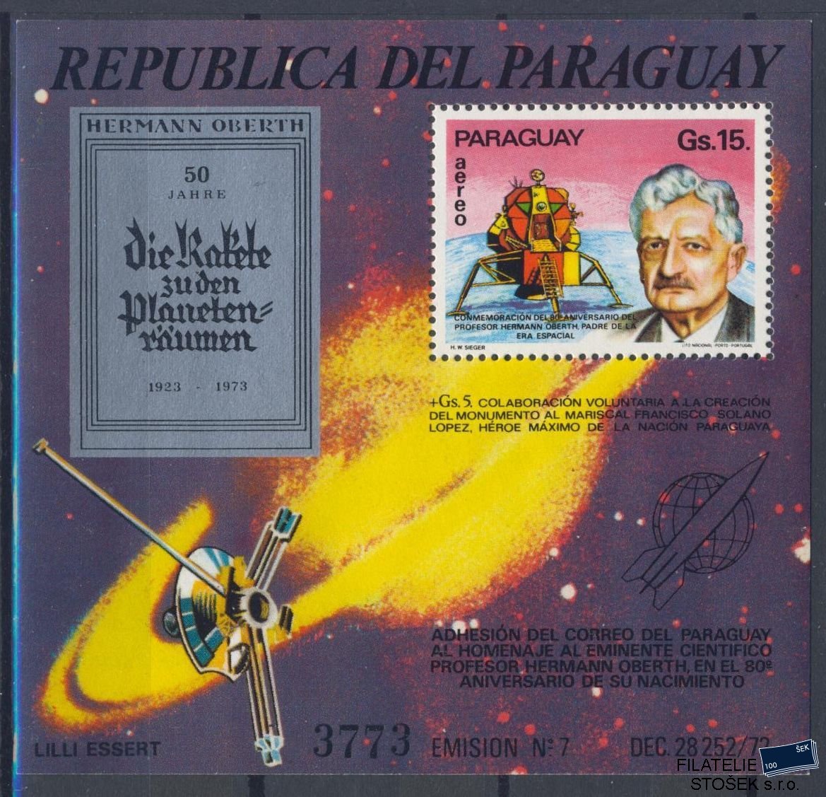 Paraguay známky Mi Bl 224 - Kosmos